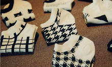  Minimum Order 2 Pairs Soft Socks Elastic Low Cut Grids Stripes Ankle Socks Cotton Houndstooth