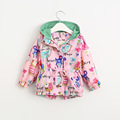 2016 Spring And Autumn New Baby Girls Cartoon Animal Print Hooded Jacket Coat Small Rabbit Pattern