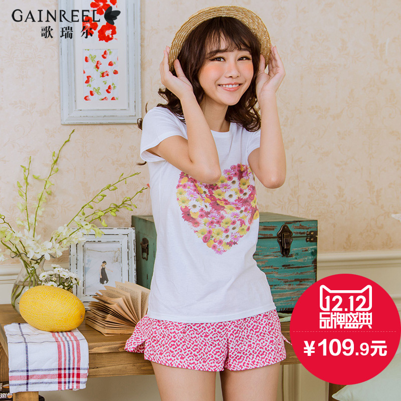 Printing new spring and summer song Riel sweet and lovely and comfortable short sleeved pajamas tracksuit