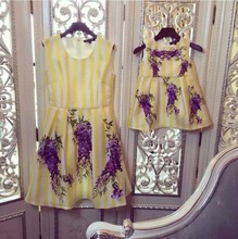 2015 mother and daughter dresses women girls brand vintage maxi floral dress matching mother and daughter