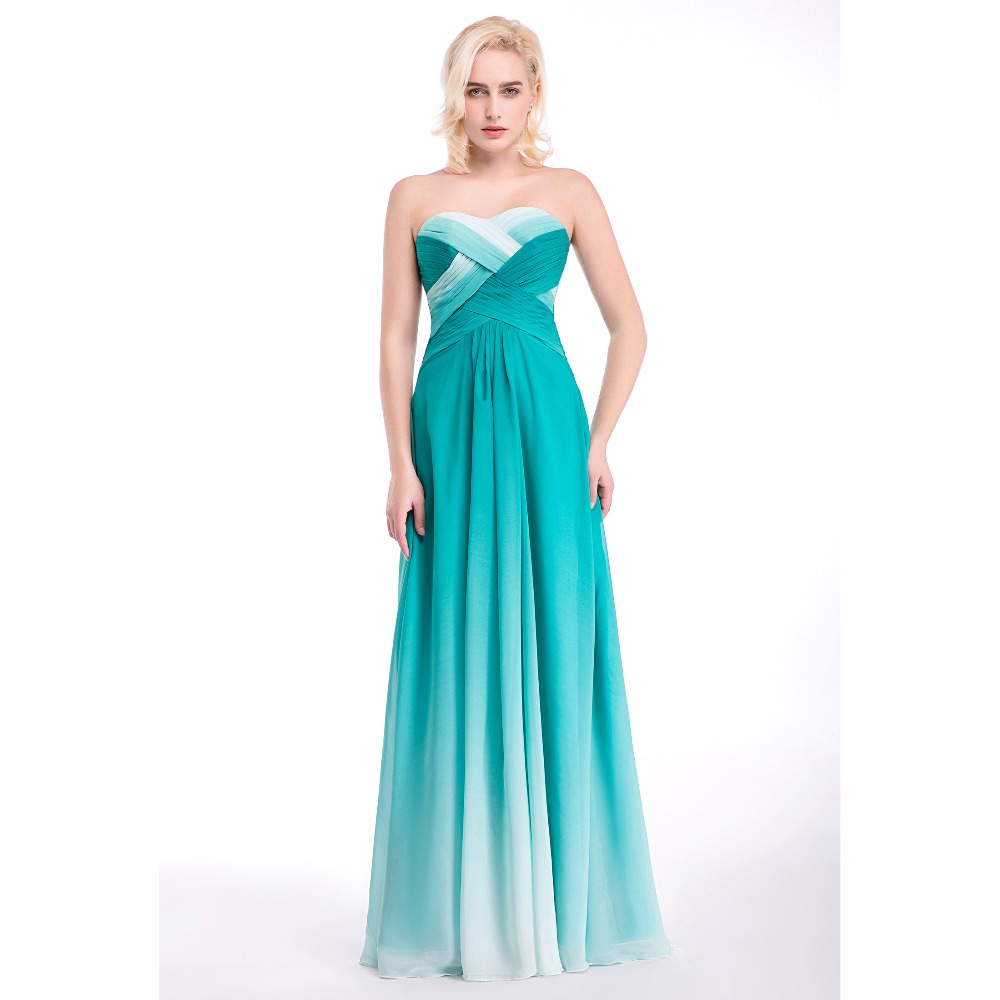 Hot Sale Cheap Gradient Blue Prom Dresses fast delivery sweetheart backless long evening dress ...