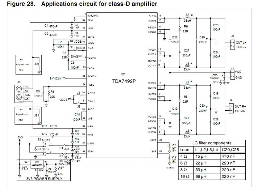 Схема усилителя на tda7498e