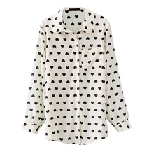 Retro Vintage font b Women b font Chiffon Button Down font b Blouse b font Heart