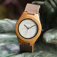Hot Sale Top Gift Item Bamboo Watch with Calf Genuine Leather Band Luxury Wristwatch Bamboo Watches