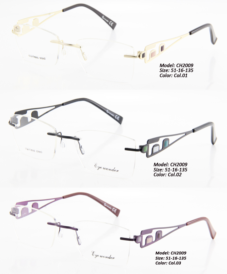 Wholesale Eye wonder Women Rimless Eye Glasses Frames Glasses Myopia Metal Optical Frames Glasses Eyewear Oculos de grau