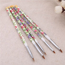 Hot sale Nail brushes Fashion New 5PCS/set Nail Art Wood UV Gel Salon Pen Flat Brush Kit Dotting Nail styling Tools