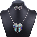 MS1504264Fashion Angel Wings Jewelry Sets Hight Quality Silver Plated Angelwings Pendant Multicolor Necklace Party Gifts