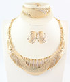 Africa Dubai Jewelry Set For Women Gold Silver Plated Crystal Collar Necklace Earring Bangle Fine Ring