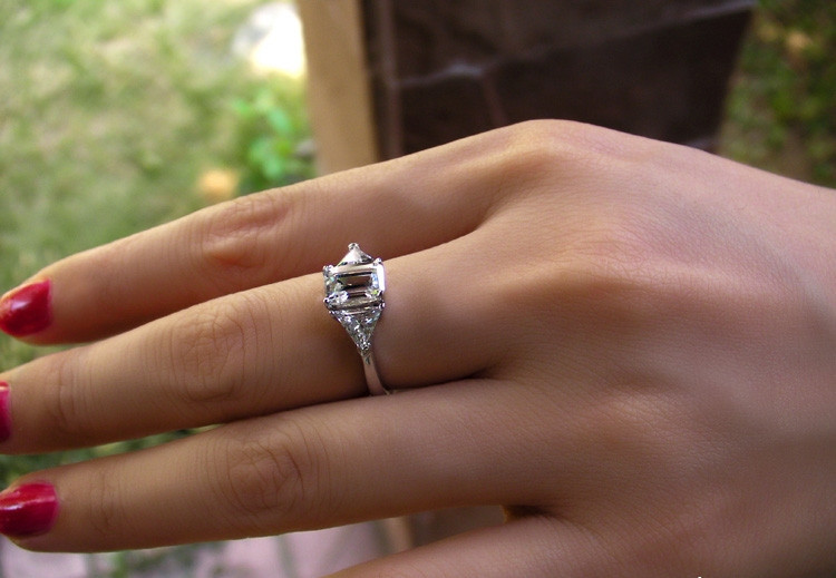 Fake emerald cut diamond engagement rings