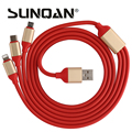 3 in 1 USB Cable Type C Android Micro USB Charger Adapter For iPhone 6 6S