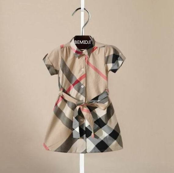 Summer girl dress brand brief style 100% cotton plaid dresses teenager girls children's clothing 5 8 9 10 11 12 years old