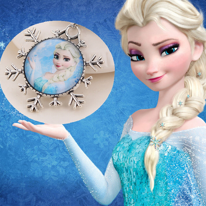Elsa Princess Anne Snowflake Pendant Necklace Jewelry Wholesale 24pcs Random mix