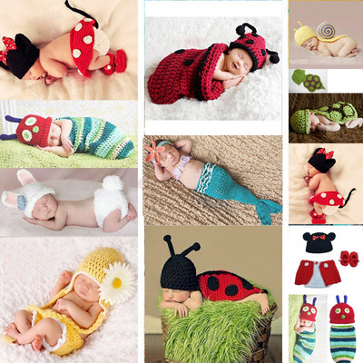 Hot sale Cute Baby Girls Boy Newborn 9M Knit Crochet Mermaid 2015 Clothes sets Photo Prop