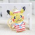 Fashion Crystal Pocket Monster Pokemon Keychain For Women Men Trinket Pikachu Keychains Pendants Keyring