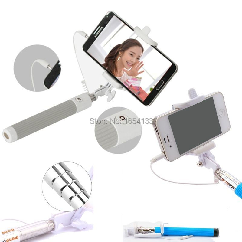 Newest Folding Selfie Stick Monopod With Audio Cable Wired palo selfie pau de selfie universal for iphone iphon 5 6 samsung s5 (5).jpg
