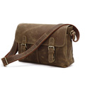 Nesitu Best Vintage High Quality Brown Real Genuine Leather Cowhide Crazy Horse Leather Men Messenger Bags