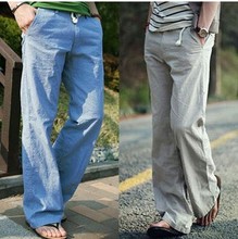 Summer 2015 men’s fashion linen pants thin models,loose breathable linen pants Straight casual trousers Plus size