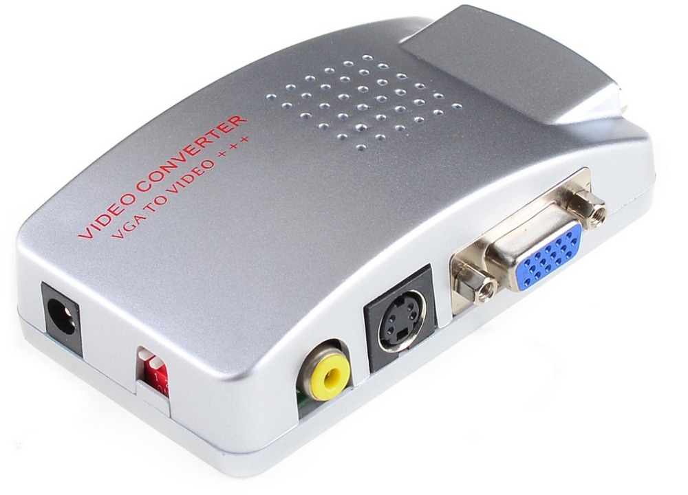 New VGA To Video Universal PC VGA to TV AV RCA Signal Adapter Converter Video Switch Box Supports NTSC PAL system YZ1801