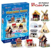 Mundial tradicional casa de CubicFun 3D educativo de papel y EPS modelo Papercraft adorno casero para el regalo navidad