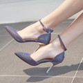 2017 spring summer new fashion sexy high heels Women Shoes Gold purple silver Fine with ankle