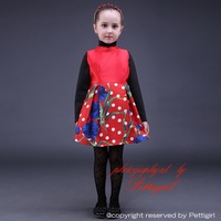 Hot Sale Red Girls Party Dress Navy Blue Rose Print Girls Flower Dresses Retail Kids Clothes GD80928-12