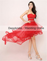 Bridesmaid Dresses Organza Sweetheart Sleeveless hi lo Crystals wedding Party Prom robe de soiree Size 4