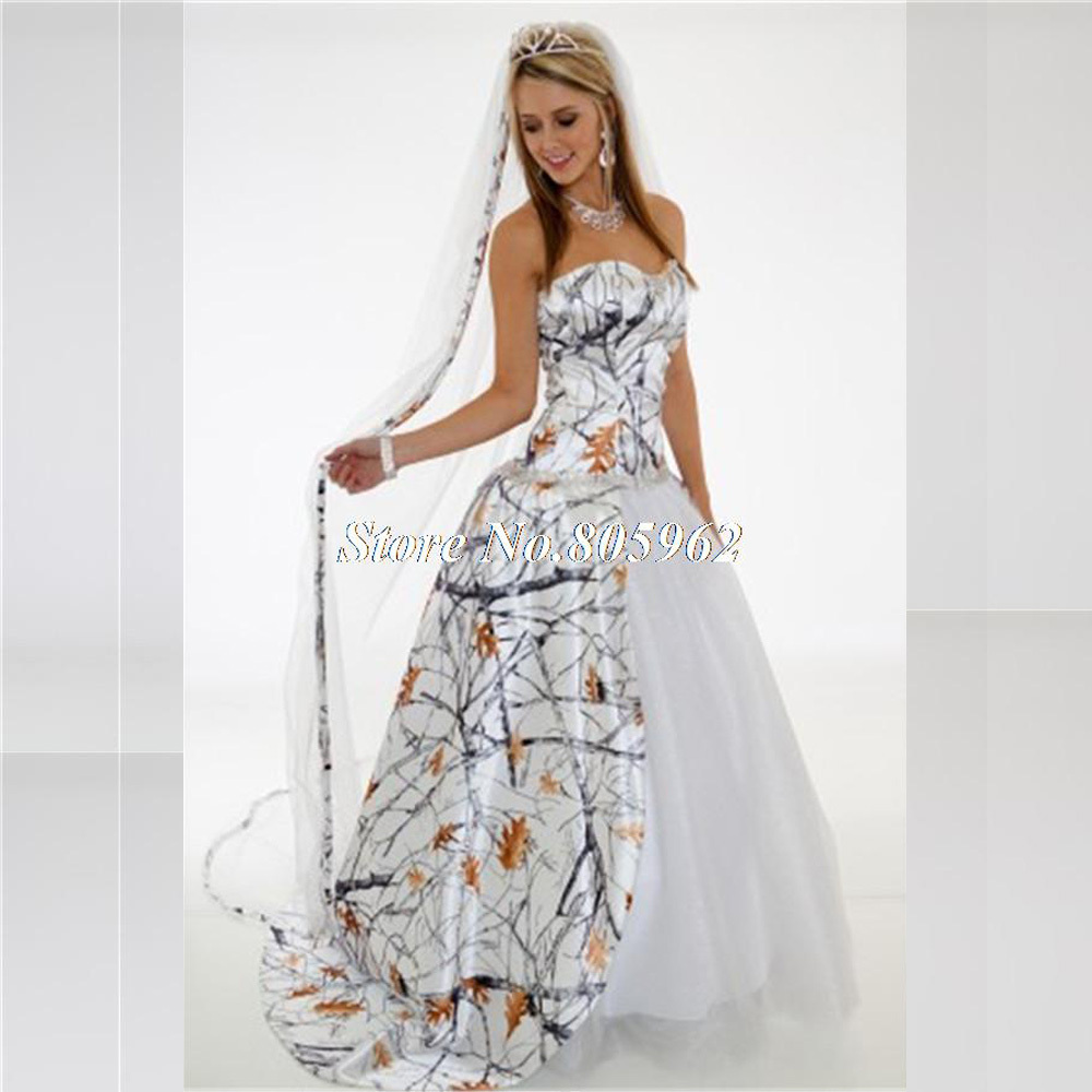 wedding dress in camoflauge