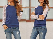Free Shipping New 2015 Women Hoody Spring Autumn Fashion Lace Patchwork Hoodies Casual Sweatshirts