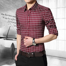 Fashion Style Plaid Regular Long Sleeve Men Shirts Casual Turn-down Collar Slim Fit Cotton Shirt Homme Plus Size M-5XL 2205
