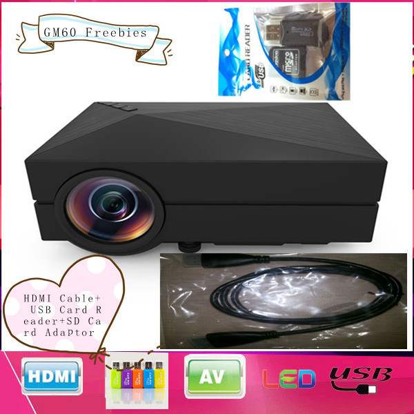 GM60 Projector 1000LM 3D LED Projectors Support 1920 x 1080 AV USB2.0 HDMI VGA SD Mini Home Video Proyector Screen TV Beamer
