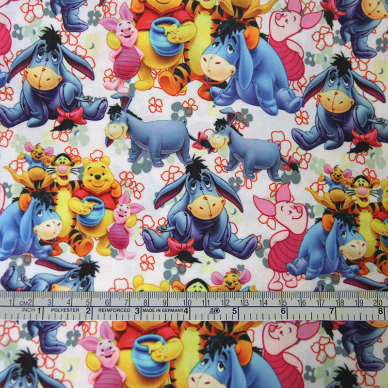42325 50*147CM patchwork printed cotton cartoon Eeyore design fabric for Tissue Kids Bedding home textile for Sewing Tilda Doll