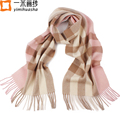 2016 Winter fashion plaid thick lamb wool scarf for women pink tassel tartan checked pashmina shawl