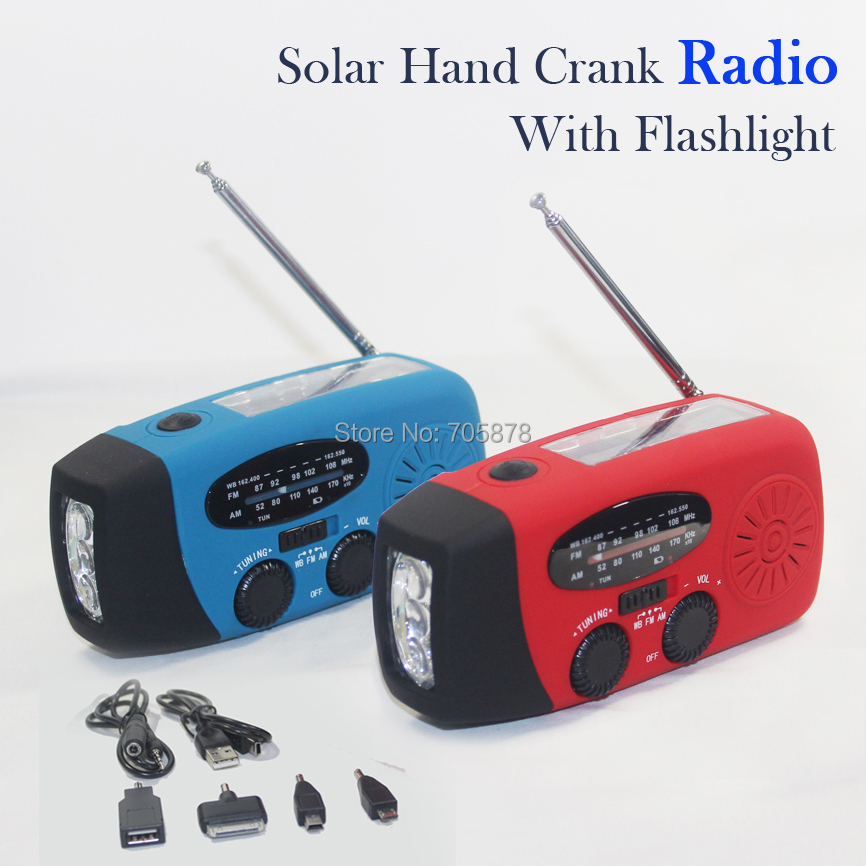 solar radio AM FM hand crank solar radio with flashlight 3 LED bright white light emergency