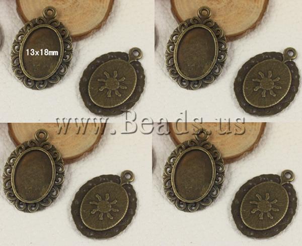 Free shipping!!!Zinc Alloy Pendant Setting,New, Flat Oval, antique bronze color plated, nickel, lead & cadmium free, 33x30mm