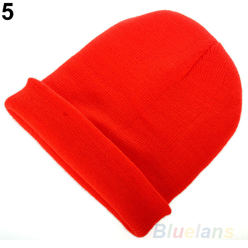 Women Men New Winter Solid Color Plain Beanie Knit Ski Cap Skull Hat Warm Cuff Blank