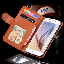 S6 S6 Edge PU Leather Case For Samsung Galaxy S6 G9200 G925 Plain Weave Photo Frame