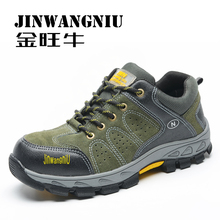 men breathable steel toe caps work safety hiking shoes women platform suede leather tooling boots spring autumn climbing zapatos