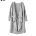 CHOIES Women 3 Colors Long Sleeve Lapel Knitted Wear 2016 Fall Winter Simple Streetwear Loose Casual