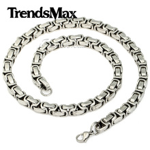Customized 8mm Silver Gold Byzantine Box Stainless Steel Necklace Mens Boys Chain Necklace Top Quality Wholesale