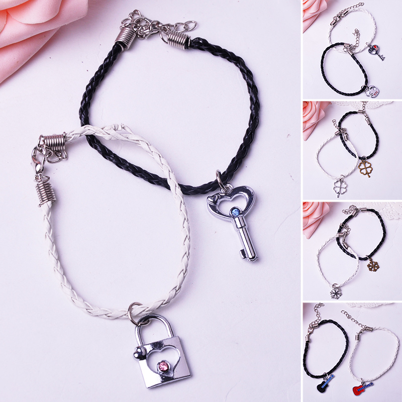 Encanto de la moda Par Brazalete de Cuero Para Los Hombres/de Las Mujeres 2015 Nuevo de la Llegada 2 Unids/lote Venta Caliente Precio de La Promoción Hecha