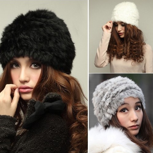 Fluffy-Women-Russian-Cossack-Rabbit-Fur-Knitted-Hat-Head-Ski-Cap-Winter-Warm-NEW-240606-