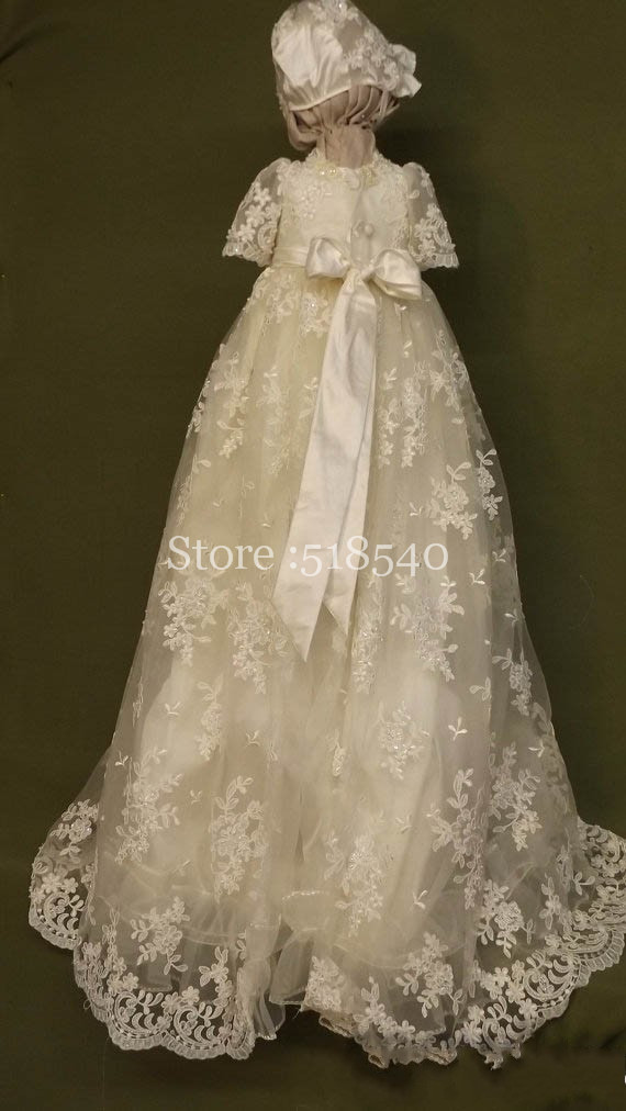 Mt-1 Elegant Ivory Lace Baby Girls Clothes Baptism ...