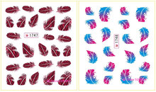 1sheet Colorful Feather Nail Art Water Transfer Stickers Fashion DIY Beauty Nail Tips Wraps Decoration