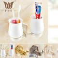 White Gold Antique Bronze Copper Toothbrush Double Cup Tumbler Holders Continental Bathroom Accessories Sanitary wares