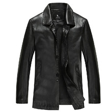 Man winter  long leather garment  leather jacket lapels