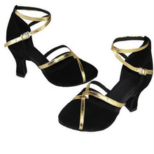 Women’s Dance Shoes Latin Satin Chunky Heel Black
