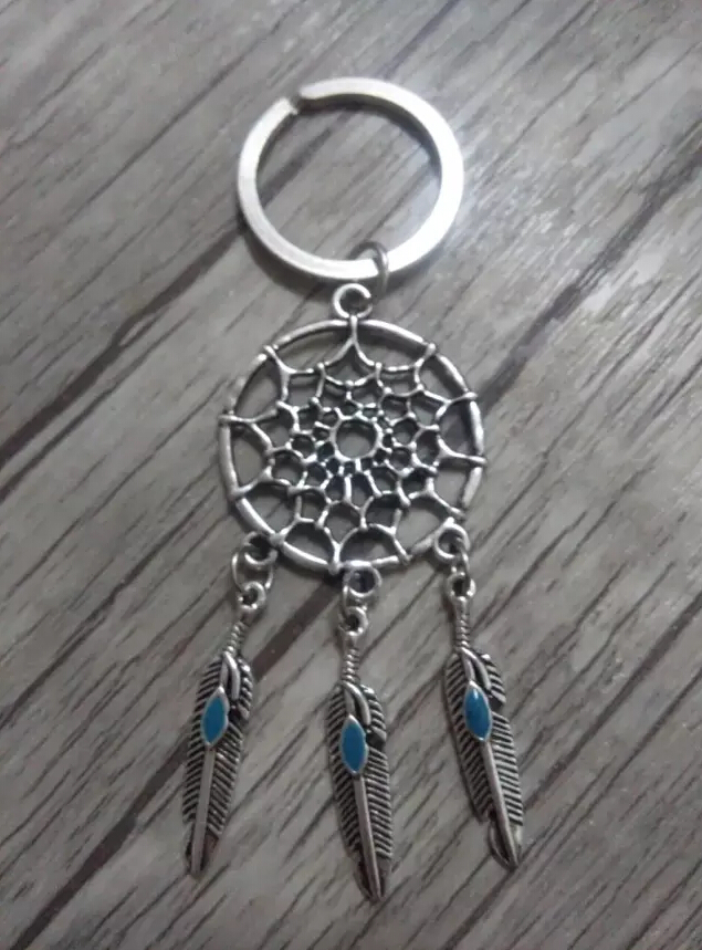 20Pcs Dream catcher Fashion DIY Keychain 25mm Key Ring Dream Catcher Enamel feather Charms Keyring Decorative Bag Gift D285