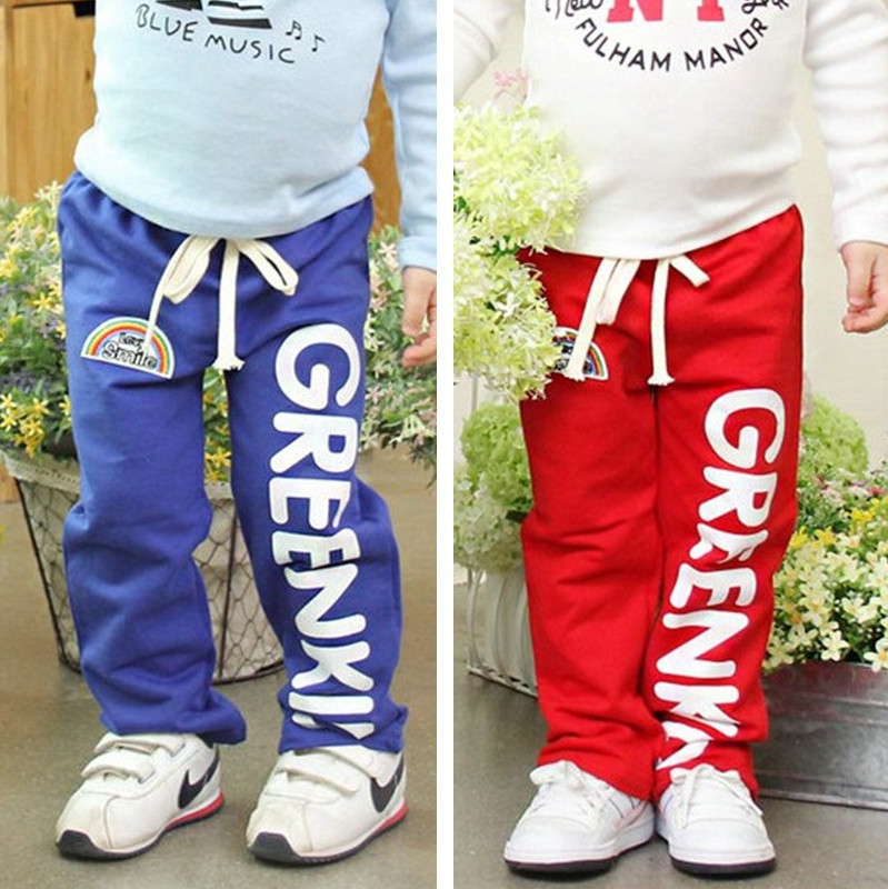 New 2014 Children pants girls boys sport full length pants spring autumn letter boys clothing baby