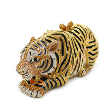 2015 High Class Women Luxury Crystal Clutch Bag Tiger Shape Evening Clutch Purse Party Bag Hanbag