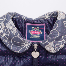 girls coat lace collar polka dot pattern delicate pearl design children winter outwear sweet girls jacket